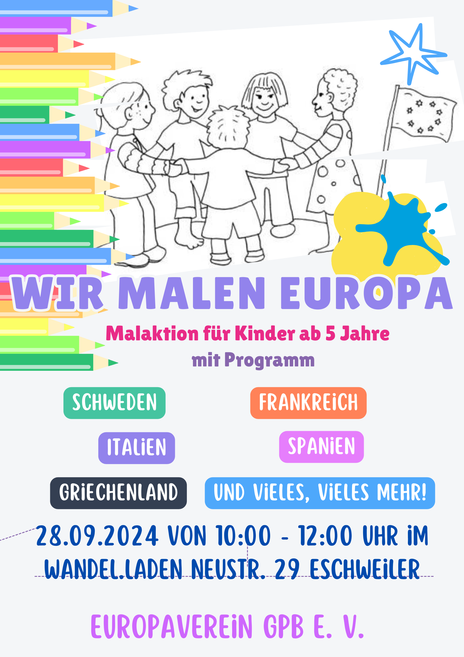 Malaktion Kinder malen Europa